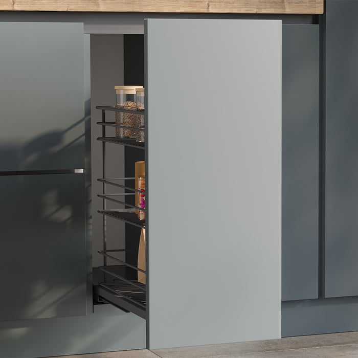 Emuca NEU | Auszugswagen Titane mit Unterfederung und sanfter Schließung, Modul 300mm, Stahl, Anthrazitgrau