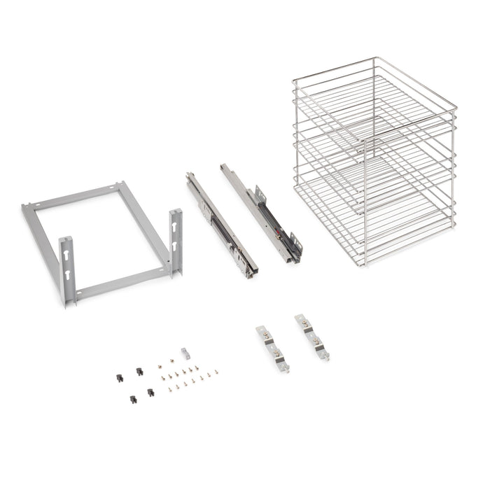 Auszugswagen Supra mit Unterfederung und sanfter Schließung, Modul 400mm, Stahl, Verchromt