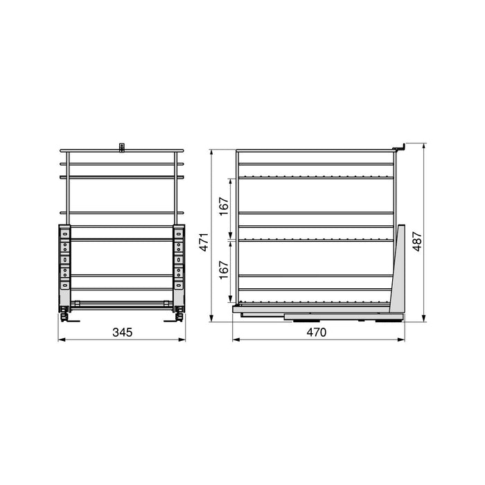 Auszugswagen Titane mit Unterfederung und sanfter Schließung, Modul 400mm, Stahl, Anthrazitgrau