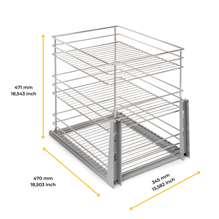 Emuca NEU | Auszugswagen Supra mit Unterfederung und sanfter Schließung, Modul 400mm, Stahl, Verchromt