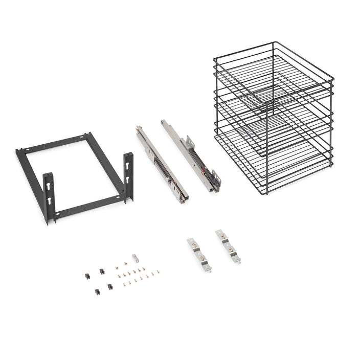 Emuca NEU | Auszugswagen Titane mit Unterfederung und sanfter Schließung, Modul 400mm, Stahl, Anthrazitgrau