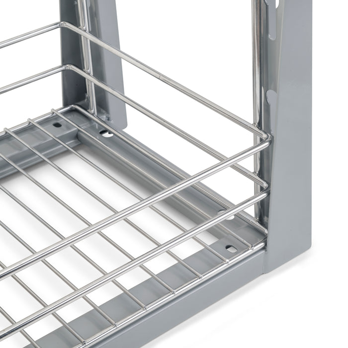 Emuca NEU | Auszugswagen mit Körben und untereingeschraubtem Supra-Brottier mit sanfter Schließung, Modul 300, Stahl, Verchromt