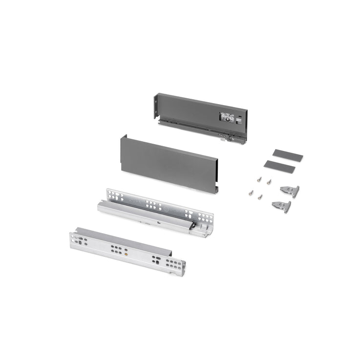 Außenschublade Protone 30Kg, Führungen mit vollständigem Auszug und sanftem Verschluss, Höhe 93mm, Tiefe 270mm, Stahl, Anthrazitgrau