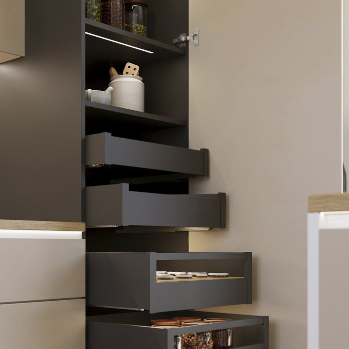 Außenschublade Protone 30Kg, Führungen mit vollständigem Auszug und sanftem Verschluss, Höhe 93mm, Tiefe 450mm, Stahl, Anthrazitgrau