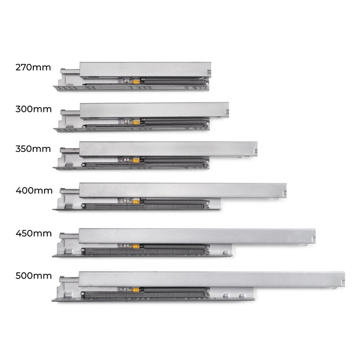 Außenschublade Protone 30Kg, Führungen mit vollständigem Auszug und sanftem Verschluss, Höhe 93mm, Tiefe 500mm, Stahl, Weiß lackiert