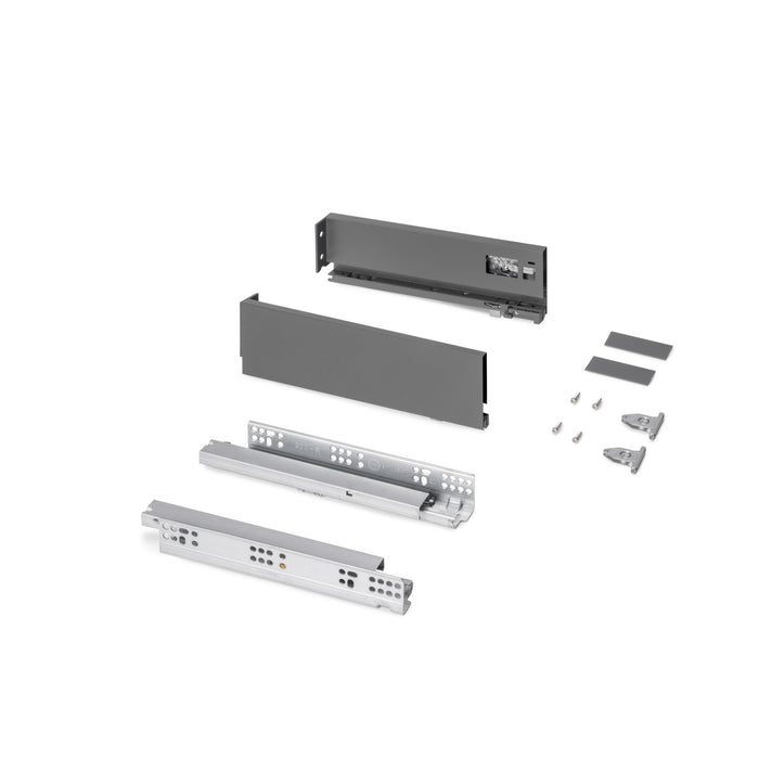 Außenschublade Protone 30Kg, Führungen mit vollständigem Auszug und sanftem Verschluss, Höhe 93mm, Tiefe 300mm, Stahl, Anthrazitgrau
