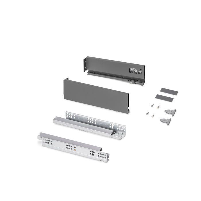 Emuca NEU | Außenschublade Protone 30Kg, Führungen mit vollständigem Auszug und sanftem Verschluss, Höhe 93mm, Tiefe 300mm, Stahl, Anthrazitgrau