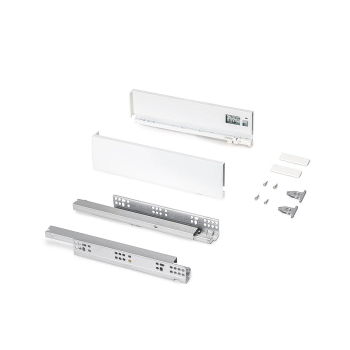 Außenschublade Protone 30Kg, Führungen mit vollständigem Auszug und sanftem Verschluss, Höhe 93mm, Tiefe 350mm, Stahl, Weiß lackiert