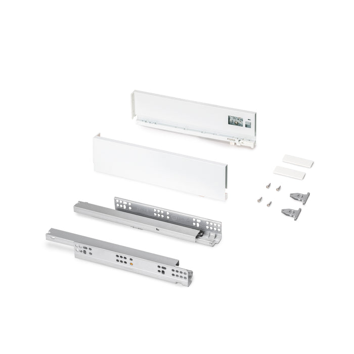 Emuca NEU | Außenschublade Protone 30Kg, Führungen mit vollständigem Auszug und sanftem Verschluss, Höhe 93mm, Tiefe 350mm, Stahl, Weiß lackiert