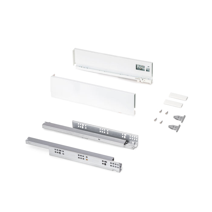 Emuca NEU | Außenschublade Protone 30Kg, Führungen mit vollständigem Auszug und sanftem Verschluss, Höhe 93mm, Tiefe 400mm, Stahl, Weiß lackiert