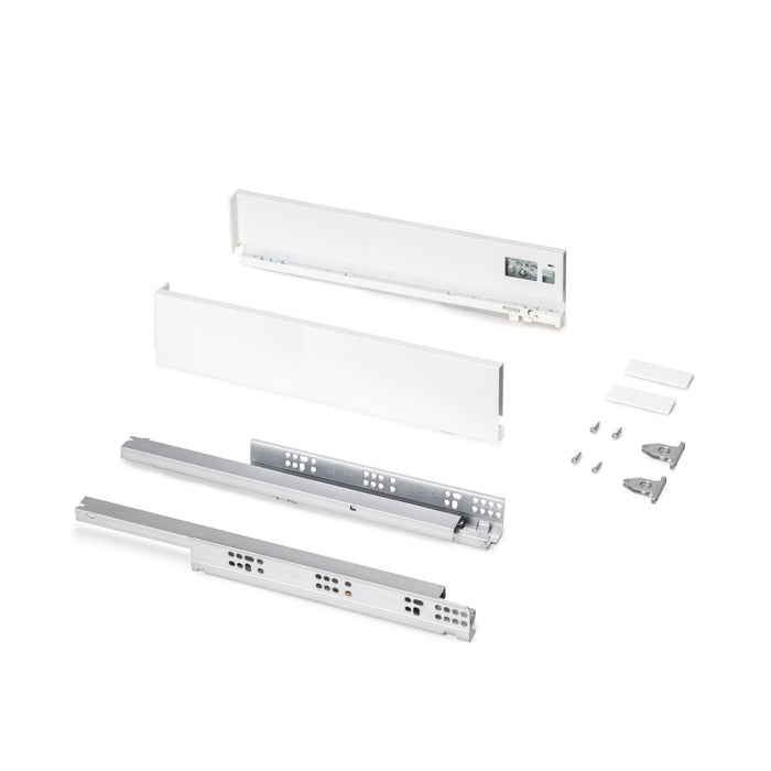 Außenschublade Protone 30Kg, Führungen mit vollständigem Auszug und sanftem Verschluss, Höhe 93mm, Tiefe 450mm, Stahl, Weiß lackiert