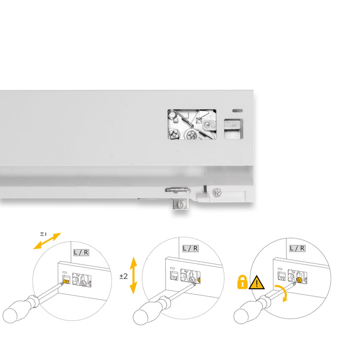 Emuca NEU | Außenschublade Protone 30Kg, Führungen mit vollständigem Auszug und sanftem Verschluss, Höhe 93mm, Tiefe 500mm, Stahl, Weiß lackiert