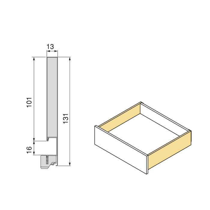 Außenschublade Protone 30Kg, Führungen mit vollständigem Auszug und sanftem Verschluss, Höhe 131mm, Tiefe 500mm, Stahl, Anthrazitgrau