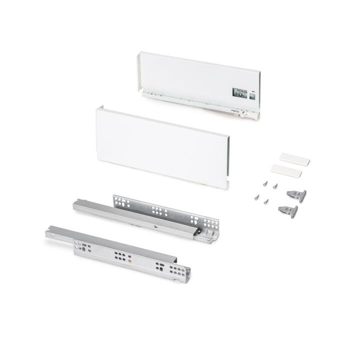 Emuca NEU | Außenschublade Protone 30Kg, Führungen mit vollständigem Auszug und sanftem Verschluss, Höhe 131mm, Tiefe 350mm, Stahl, Weiß lackiert