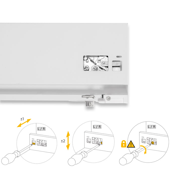 Emuca NEU | Außenschublade Protone 30Kg, Führungen mit vollständigem Auszug und sanftem Verschluss, Höhe 131mm, Tiefe 350mm, Stahl, Weiß lackiert