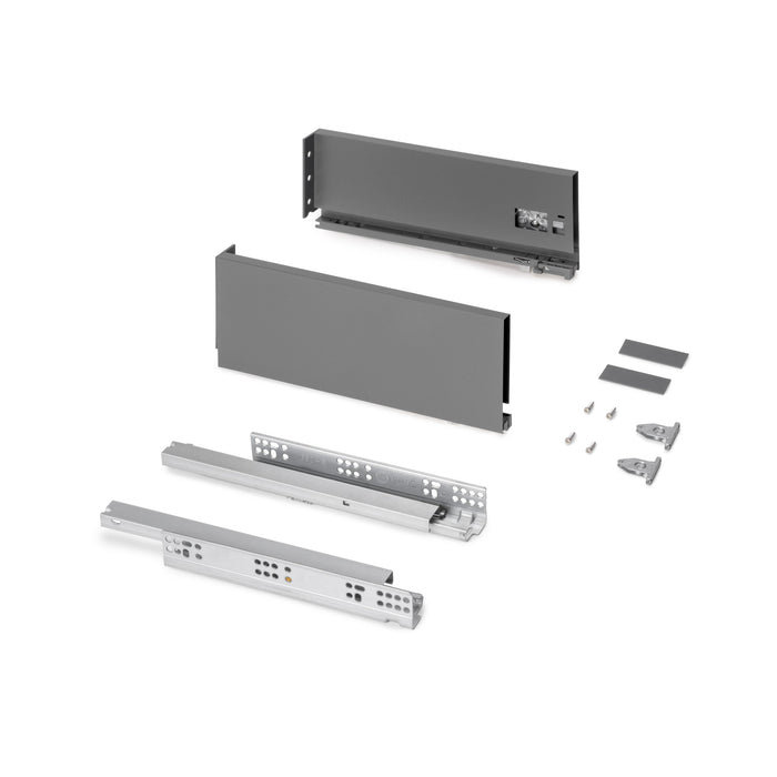 Außenschublade Protone 30Kg, Führungen mit vollständigem Auszug und sanftem Verschluss, Höhe 131mm, Tiefe 350mm, Stahl, Anthrazitgrau