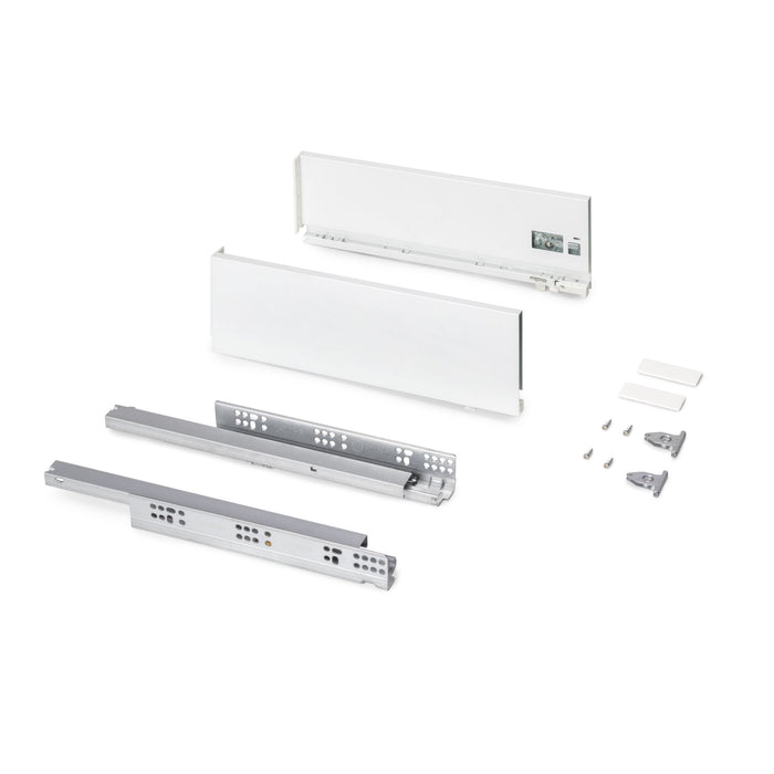 Außenschublade Protone 30Kg, Führungen mit vollständigem Auszug und sanftem Verschluss, Höhe 131mm, Tiefe 400mm, Stahl, Weiß lackiert