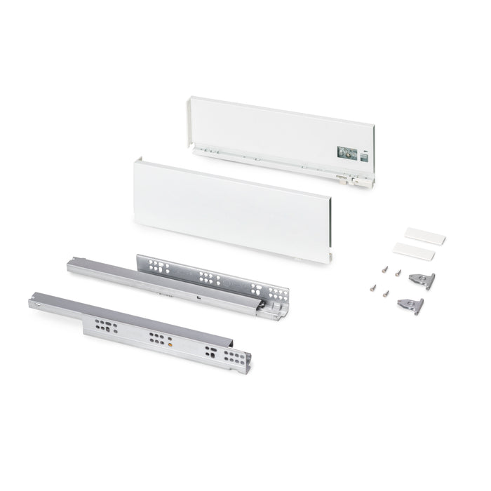 Emuca NEU | Außenschublade Protone 30Kg, Führungen mit vollständigem Auszug und sanftem Verschluss, Höhe 131mm, Tiefe 400mm, Stahl, Weiß lackiert