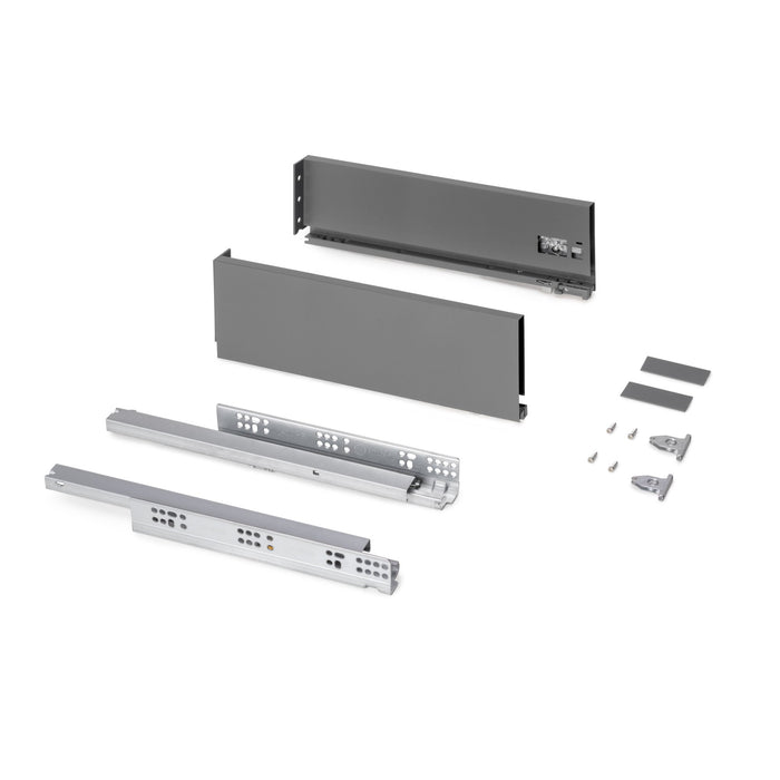 Außenschublade Protone 30Kg, Führungen mit vollständigem Auszug und sanftem Verschluss, Höhe 131mm, Tiefe 400mm, Stahl, Anthrazitgrau