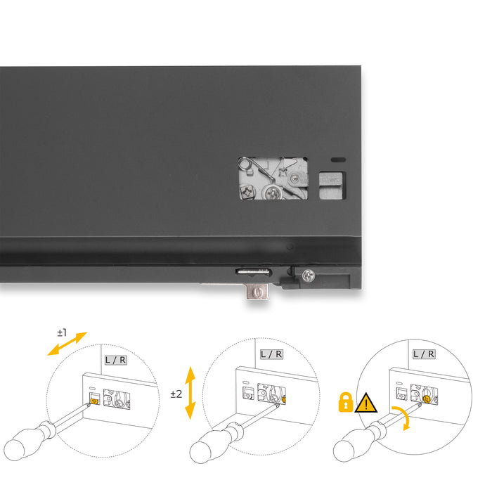 Emuca NEU | Außenschublade Protone 30Kg, Führungen mit vollständigem Auszug und sanftem Verschluss, Höhe 131mm, Tiefe 400mm, Stahl, Anthrazitgrau