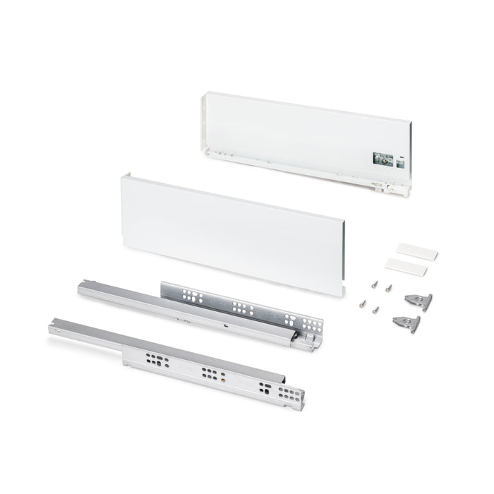 Emuca NEU | Außenschublade Protone 30Kg, Führungen mit vollständigem Auszug und sanftem Verschluss, Höhe 131mm, Tiefe 450mm, Stahl, Weiß lackiert