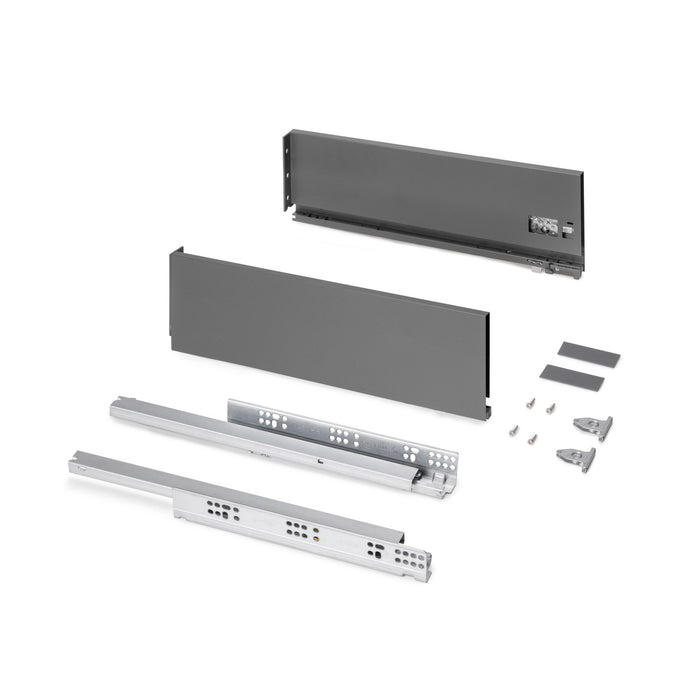 Außenschublade Protone 30Kg, Führungen mit vollständigem Auszug und sanftem Verschluss, Höhe 131mm, Tiefe 450mm, Stahl, Anthrazitgrau