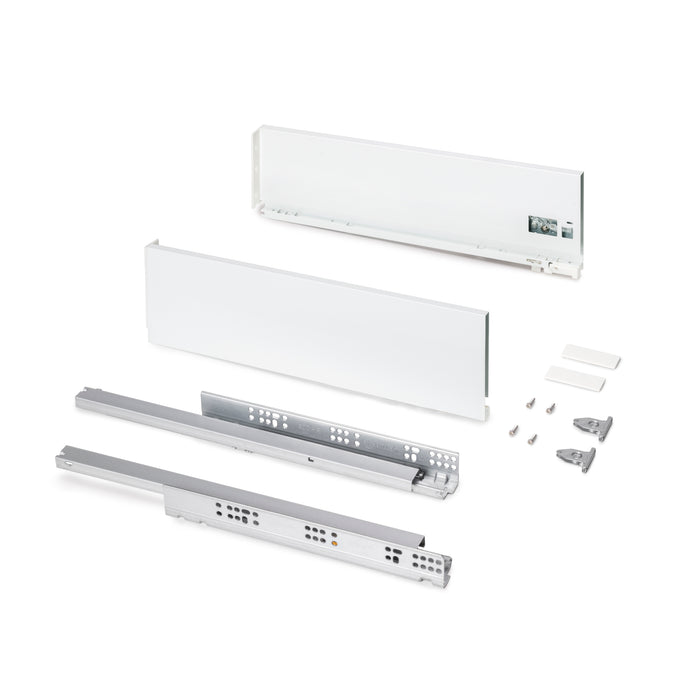 Emuca NEU | Außenschublade Protone 30Kg, Führungen mit vollständigem Auszug und sanftem Verschluss, Höhe 131mm, Tiefe 500mm, Stahl, Weiß lackiert