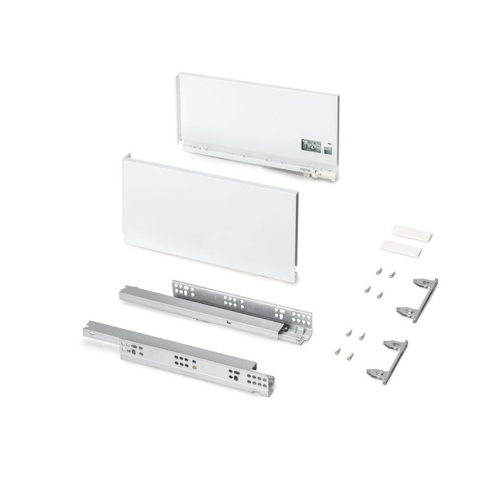 Außenschublade Protone 30Kg, Führungen mit vollständigem Auszug und sanftem Verschluss, Höhe 178mm, Tiefe 350mm, Stahl, Weiß lackiert