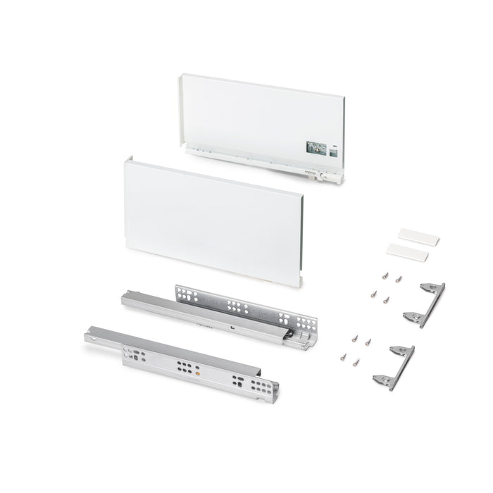 Emuca NEU | Außenschublade Protone 30Kg, Führungen mit vollständigem Auszug und sanftem Verschluss, Höhe 178mm, Tiefe 350mm, Stahl, Weiß lackiert