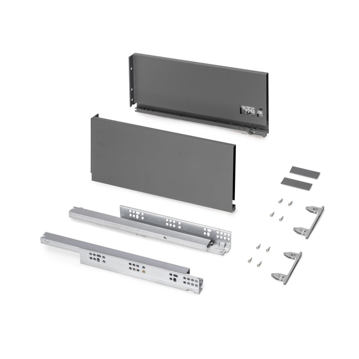 Außenschublade Protone 30Kg, Führungen mit vollständigem Auszug und sanftem Verschluss, Höhe 178mm, Tiefe 400mm, Stahl, Anthrazitgrau