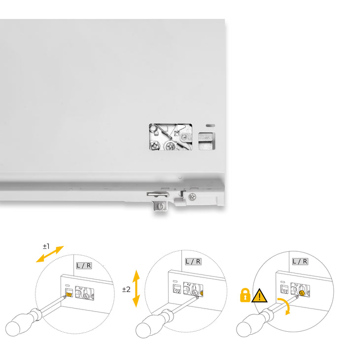 Emuca NEU | Außenschublade Protone 30Kg, Führungen mit vollständigem Auszug und sanftem Verschluss, Höhe 178mm, Tiefe 450mm, Stahl, Weiß lackiert