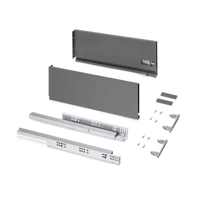 Außenschublade Protone 30Kg, Führungen mit vollständigem Auszug und sanftem Verschluss, Höhe 178mm, Tiefe 450mm, Stahl, Anthrazitgrau