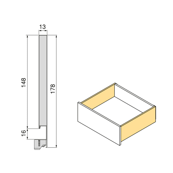 Emuca NEU | Außenschublade Protone 30Kg, Führungen mit vollständigem Auszug und sanftem Verschluss, Höhe 178mm, Tiefe 450mm, Stahl, Anthrazitgrau