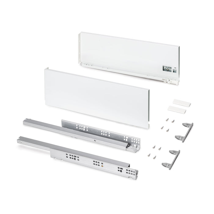 Außenschublade Protone 30Kg, Führungen mit vollständigem Auszug und sanftem Verschluss, Höhe 178mm, Tiefe 500mm, Stahl, Weiß lackiert