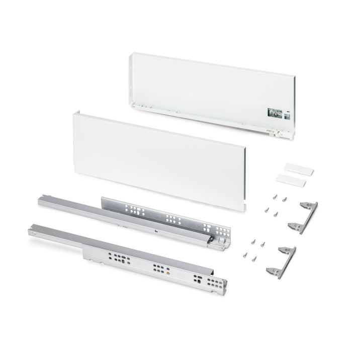 Emuca NEU | Außenschublade Protone 30Kg, Führungen mit vollständigem Auszug und sanftem Verschluss, Höhe 178mm, Tiefe 500mm, Stahl, Weiß lackiert