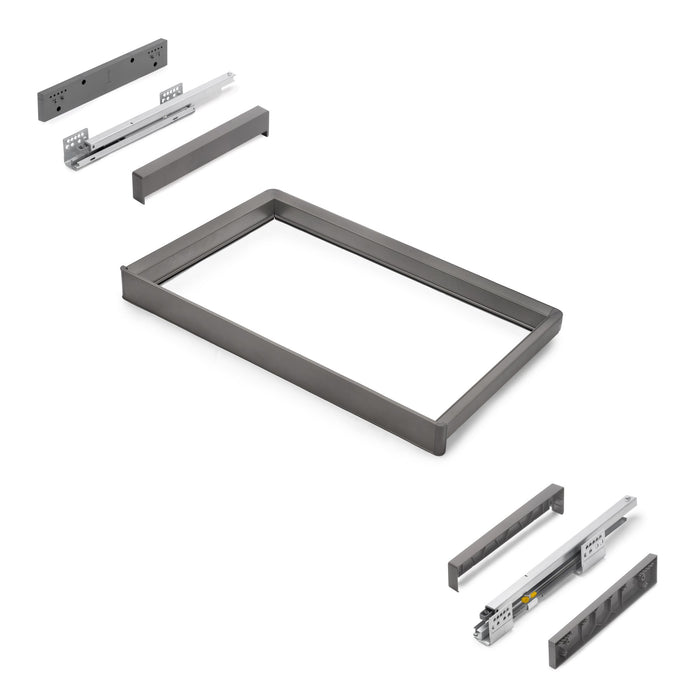 Rahmen mit Softclose-Vollauszug für Quartz-Gehäusebeschläge, 712-738mm, Titanium, Aluminium und Kunststoff