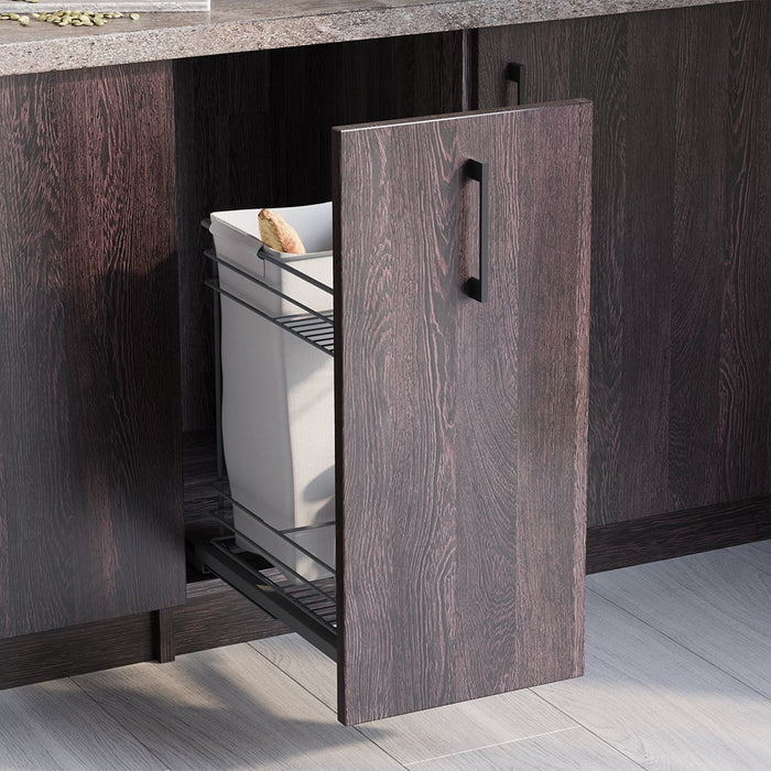 Auszugswagen mit Körben und untereingeschraubtem Titane-Brottier mit sanfter Schließung, Modul 300mm, Stahl, Anthrazitgrau