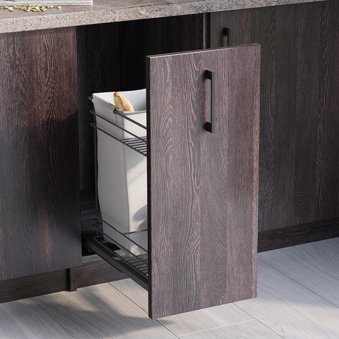 Emuca NEU | Auszugswagen mit Körben und untereingeschraubtem Titane-Brottier mit sanfter Schließung, Modul 300mm, Stahl, Anthrazitgrau