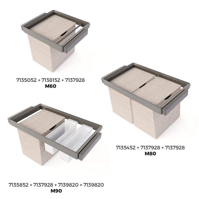 Emuca NEU | Wäschekorb für Schränke und Kommoden Quartz, 418x320x400mm, Stahl und Stoff, Titanium