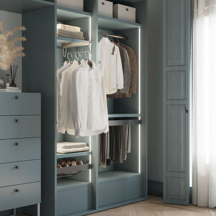 Ausziehbarer Kleiderstange Quartz für Schränke, Kunststoff und Aluminium, Titanium