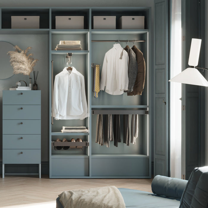 Emuca NEU | Krawattenhalter seitlich ausziehbar Quartz, Kunststoff und Aluminium, Titanium