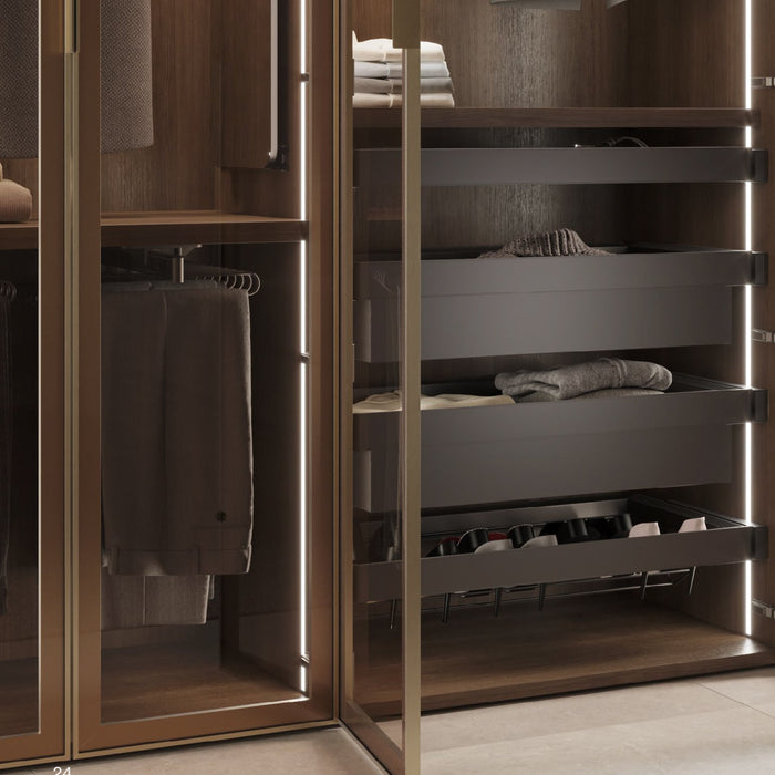 Ausziehbarer Hosenbügel, 11 Stangen, Vollauszüge, Stahl, Titanium