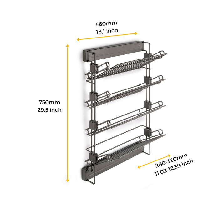 Emuca NEU | Ausziehbares seitliches Schuhregal für Schränke und begehbare Kleiderschränke Quartz, Links, Stahl, Titanium