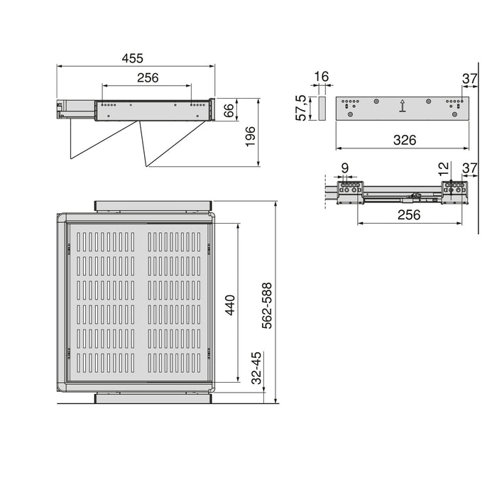 Set aus Ausziehbares Schuhregal für Schränke Quartz, verstellbar, Modul 600mm, Stahl, Aluminium und Kunststoff, Titanium