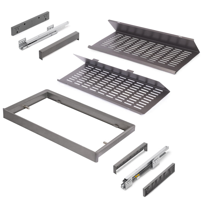 Set aus Ausziehbares Schuhregal für Schränke Quartz, verstellbar, Modul 800mm, Stahl, Aluminium und Kunststoff, Titanium