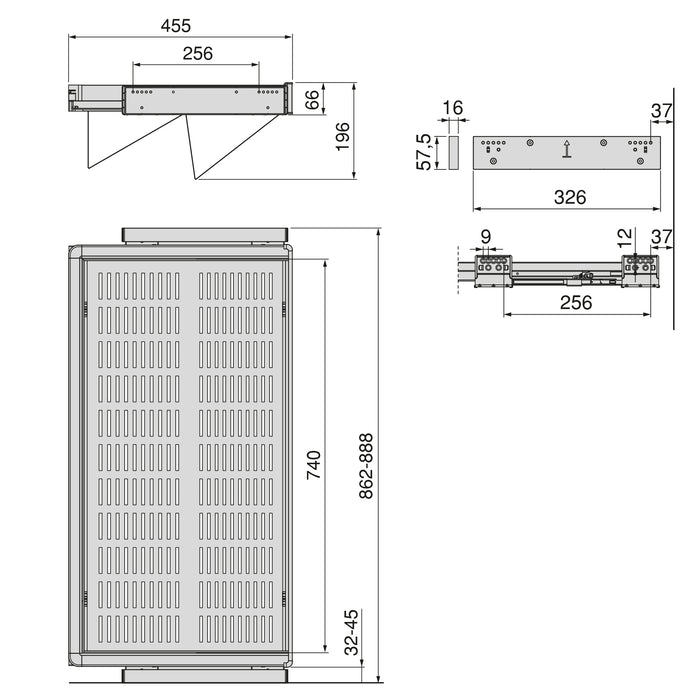 Emuca NEU | Set aus Ausziehbares Schuhregal für Schränke Quartz, verstellbar, Modul 900mm, Stahl, Aluminium und Kunststoff, Titanium