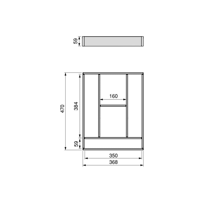 Ausziehbarer Schubladenorganizer 450x500, Aluminium, Anthrazitgrau