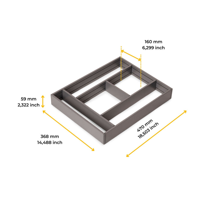 Ausziehbarer Schubladenorganizer 450x500, Aluminium, Anthrazitgrau