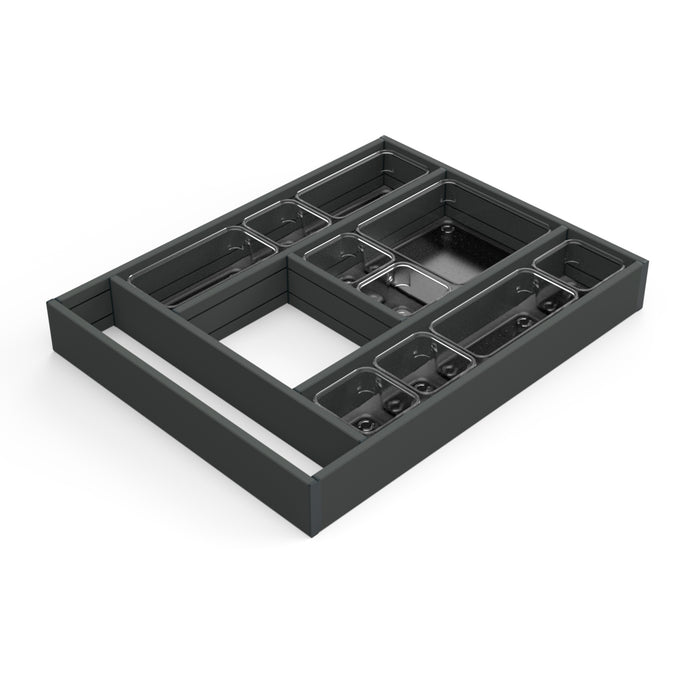 Emuca NEU |  Ausziehbarer Schubladenorganizer 450x500, Aluminium, Anthrazitgrau