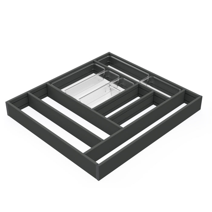Ausziehbarer Schubladenorganizer 600x500, Aluminium, Anthrazitgrau